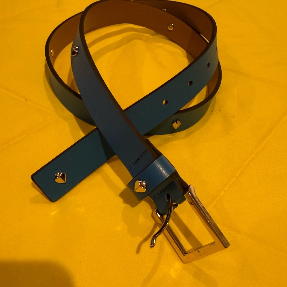 Kate Spade Blue and Silver Belt with Metallic Buckle
